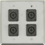 4 Port Double Gang 4 Pole High Current Speakon Face Plate