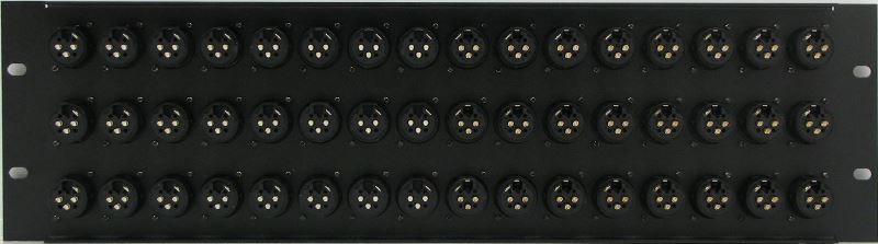 PPX48-NC3FMDLA - 3RU 48 Port Female and Male XLR Patch Panel Rear View