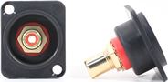 RCA Bulkhead - Gold - Red Insulator and Isolation Washer - D Series Mount - Recessed