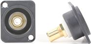 RCA Bulkhead - Gold - White Insulator and Isolation Washer - D Series Mount - Recessed