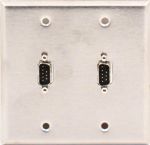 2 Port Double Gang DB9 Null Modem Face Plate