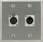 2 Port Double Gang Female and Male XLR Face Plate
