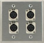 4 Port Double Gang Female to Female XLR Face Plate