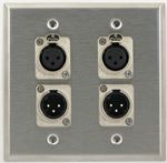 4 Port Double Gang Female and Male XLR Face Plate