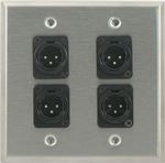 4 Port Double Gang Male XLR Face Plate