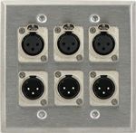 6 Port Double Gang Female to Female and Male to Male XLR Face Plate
